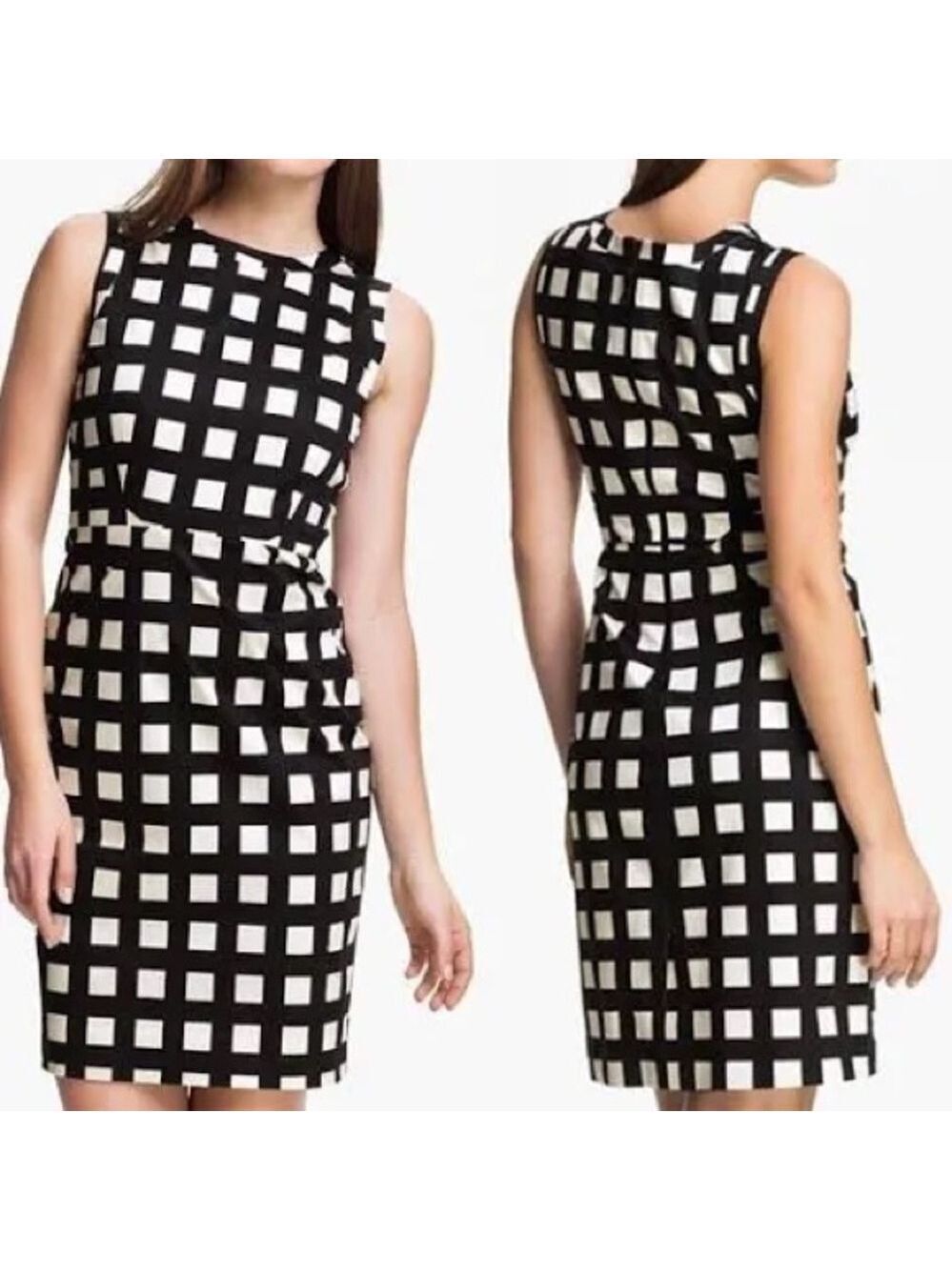Kate Spade Lorelei Sheath Dress in Black and White Plaid. Size 4